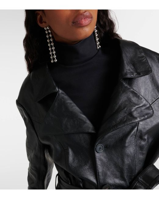 Balenciaga Black Single-breasted Leather Coat