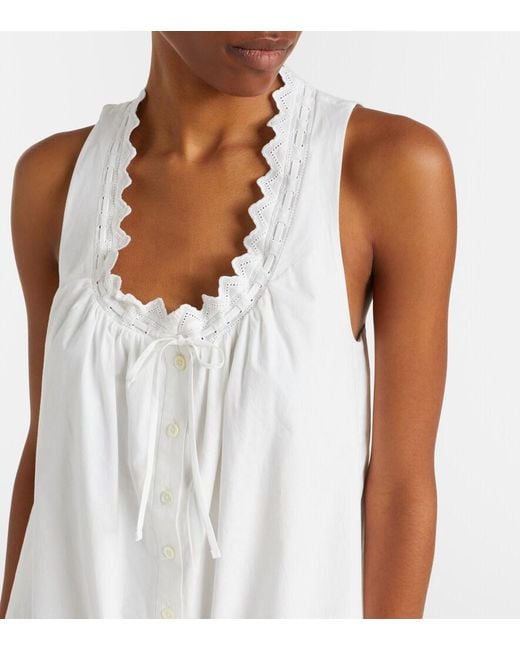 FRAME White Scalloped Cotton Poplin Shirt Dress
