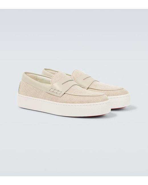 Christian Louboutin Loafers Paqueboat Aus Canvas Und Leder in White für Herren