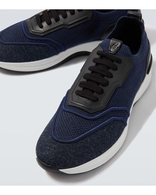 Brioni Blue Socks Knitted Sneakers for men