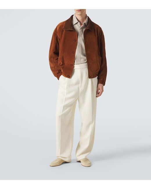 Zegna Brown Suede Bomber Jacket for men