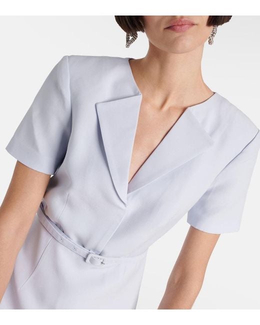 Roland Mouret Blue Wool And Silk Midi Dress
