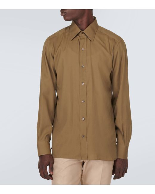 Tom Ford Green Silk Poplin Shirt for men
