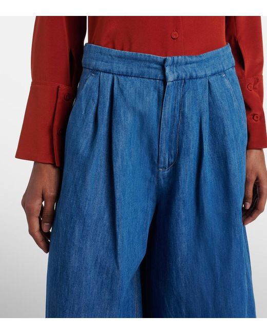 Max Mara Blue Nastro Cropped Wide-Leg Jeans