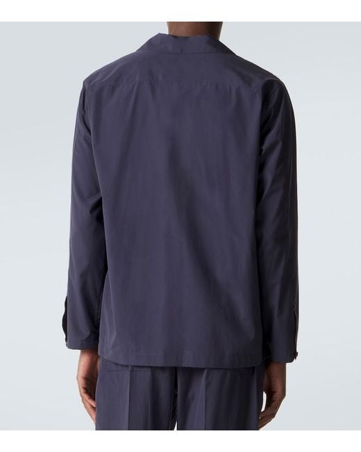 Umit Benan Blue Havana Cotton And Silk Shirt for men