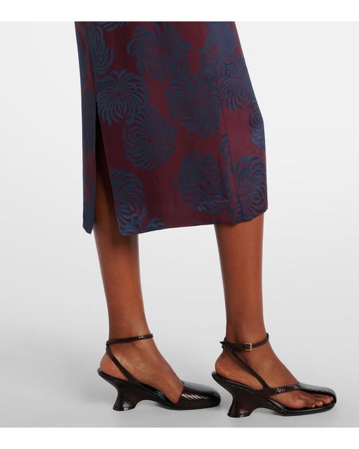 Dries Van Noten Blue Printed Midi Skirt