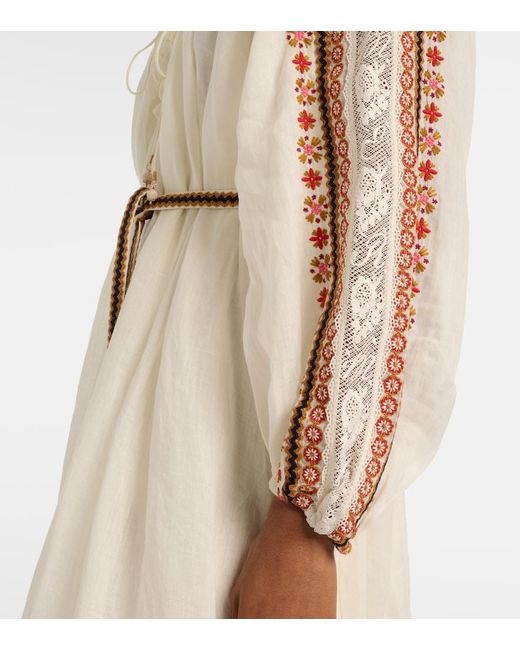 Zimmermann Natural Aster Embroidered Ramie Maxi Dress
