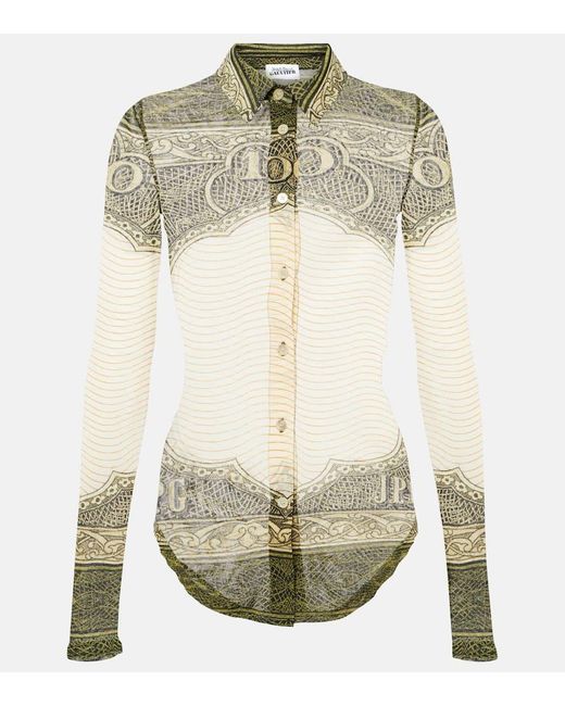 Jean Paul Gaultier White Bedrucktes Hemd aus Mesh