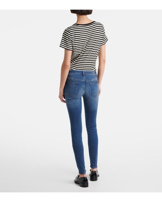 7 For All Mankind Blue Slim Illusion Luxe High-Rise Skinny Jeans