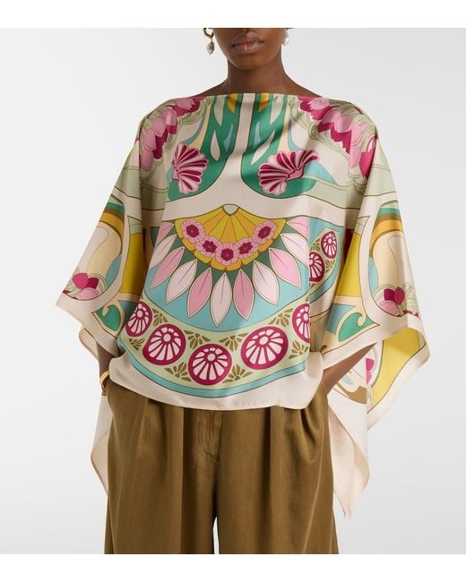 LaDoubleJ Multicolor Square Printed Silk Twill Top
