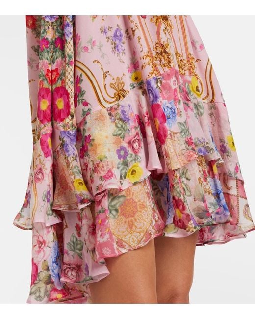 Camilla Red Floral Silk Minidress