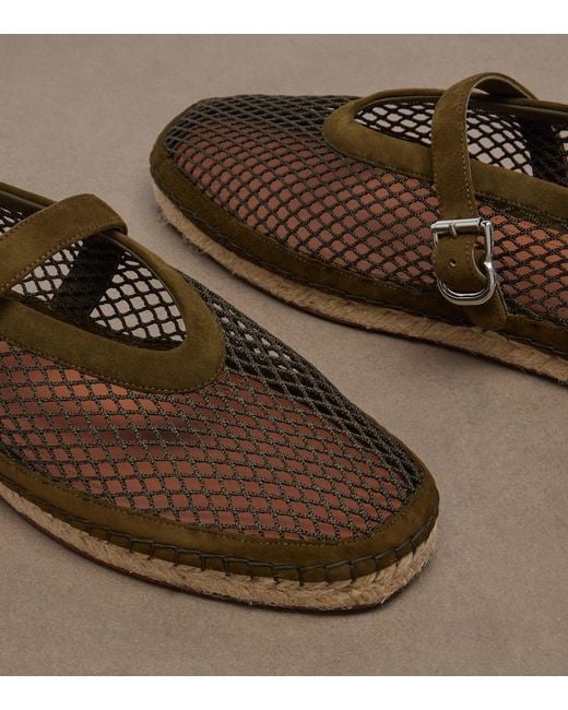 Alaïa Brown Suede-Trimmed Fishnet Espadrilles