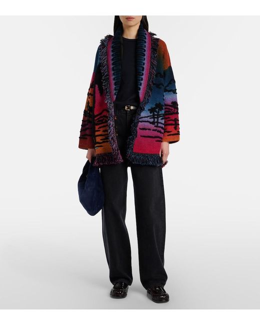Alanui Red Sunset Stories Cashmere-Blend Cardigan