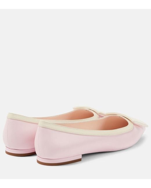 Roger Vivier Pink Gommettine Ball Patent Leather Ballet Flats