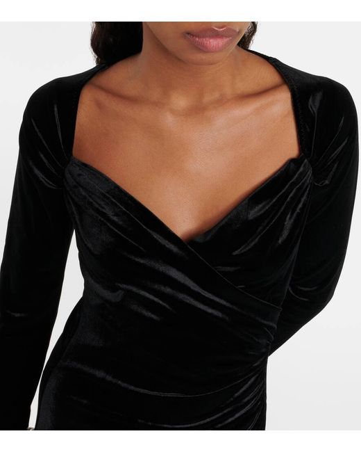 Vestido de terciopelo asimetrico Norma Kamali de color Black