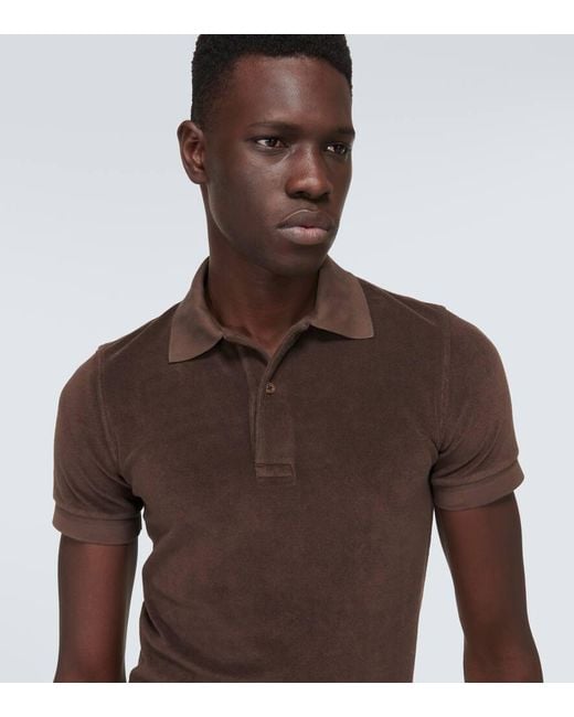 Tom Ford Brown Towelling Cotton-blend Polo Shirt for men