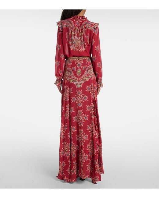 Falda Larga Estampada Etro de color Red