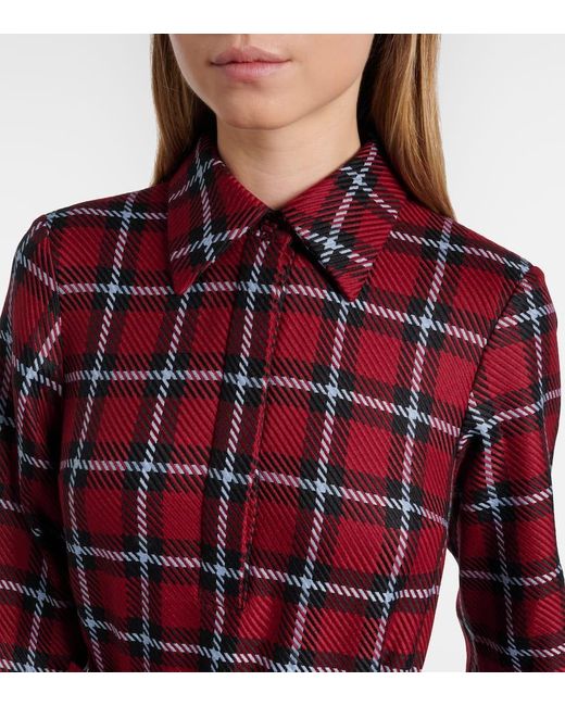 Robe Midi Marone En Laine Melangee A Carreaux Emilia Wickstead en coloris Red