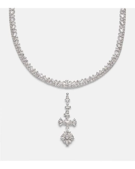YEPREM Metallic Y-Couture 18Kt Pendant Necklace With Diamonds