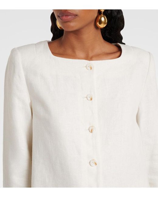 Posse White Emma Cropped Linen Jacket