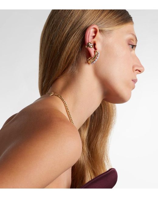 YEPREM Metallic Whisper 18Kt Ear Cuff With Diamonds