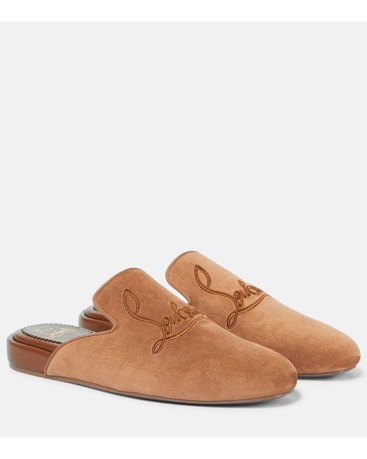 Christian Louboutin Brown Coolito Donna Suede Slippers