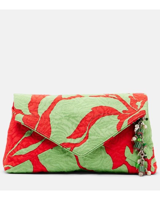 Dries Van Noten Red Envelope Small Jacquard Clutch