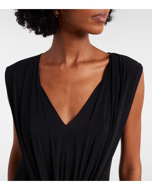 Sportmax Black Draped Maxi Dress