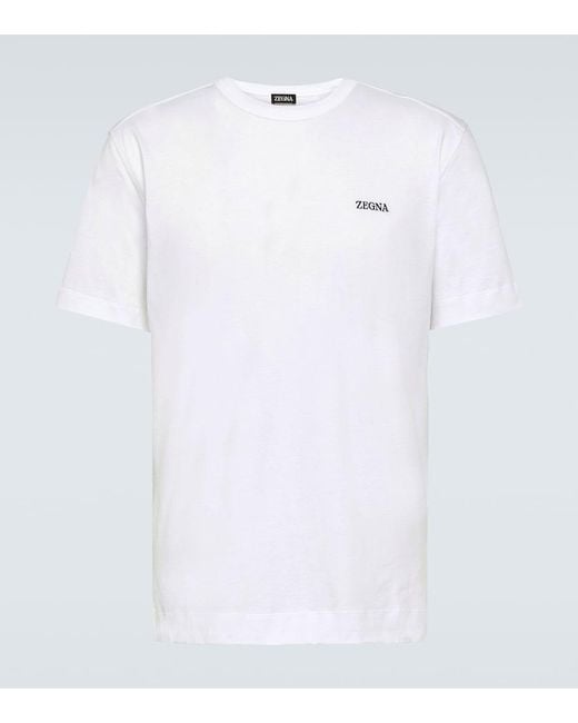 Zegna White Logo Cotton Jersey T-Shirt for men