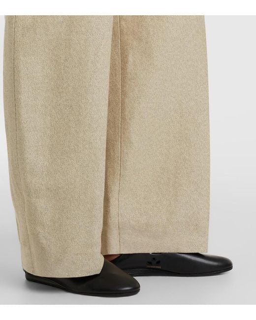Jacquemus Natural Ovalo Cotton And Linen Barrel-Leg Pants