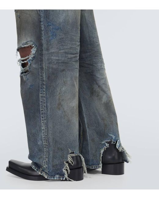 Jeans anchos de efecto desgastado Balenciaga de hombre de color Blue