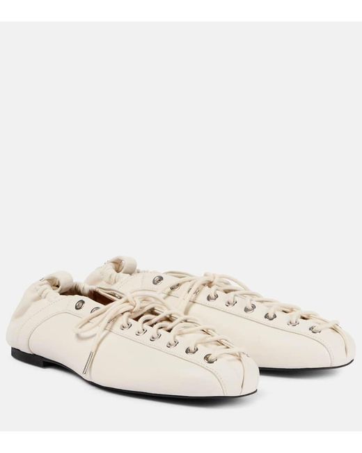 Ganni White Lace-Up Ballet Flats