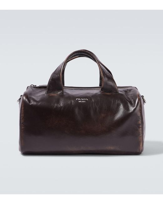 Prada Black Small Leather Duffel Bag for men