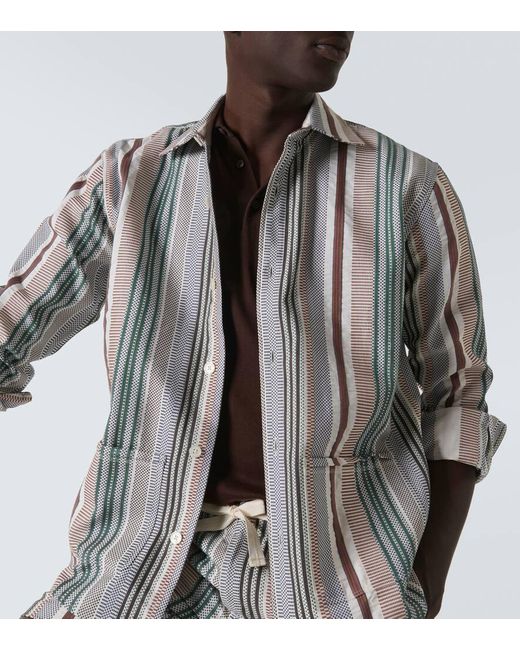 Camicia Barkley in cotone a righe di Orlebar Brown in White da Uomo