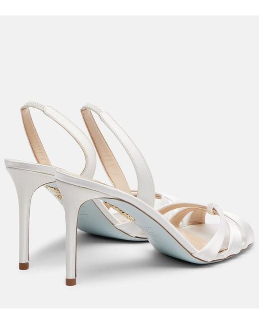 Aquazzura Natural Tati 85 Satin Slingback Sandals