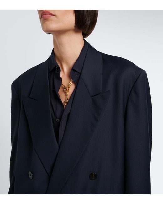 Gucci Blue Double-Breasted Oversized Wool Blazer