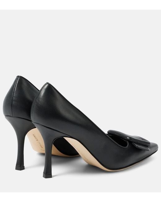Manolo Blahnik Black Maysale 70 Leather Pumps