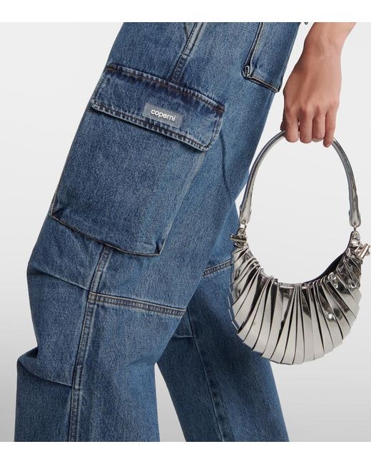 Coperni Blue Wide-Leg Denim Cargo Pants