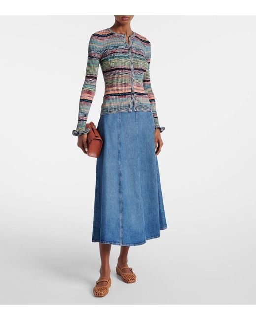 Ulla Johnson Blue Uma Denim Midi Skirt