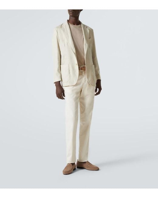 Rubinacci White Suede Penny Loafers for men