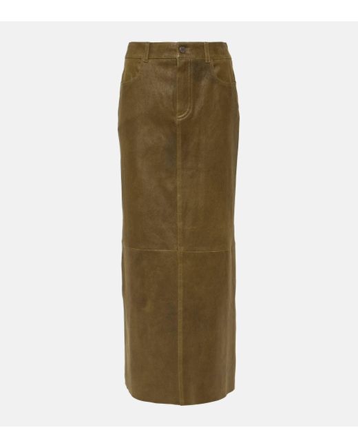 Stouls Green Beth Leather Midi Skirt