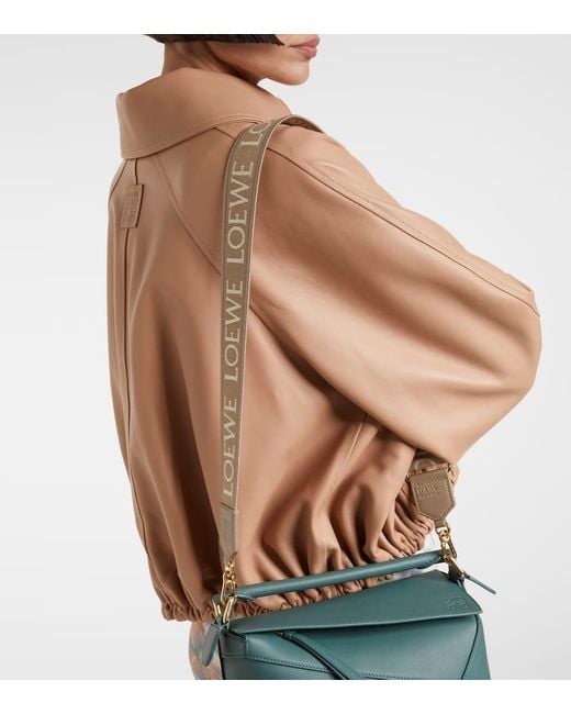 Loewe White Anagram Leather-Trimmed Strap