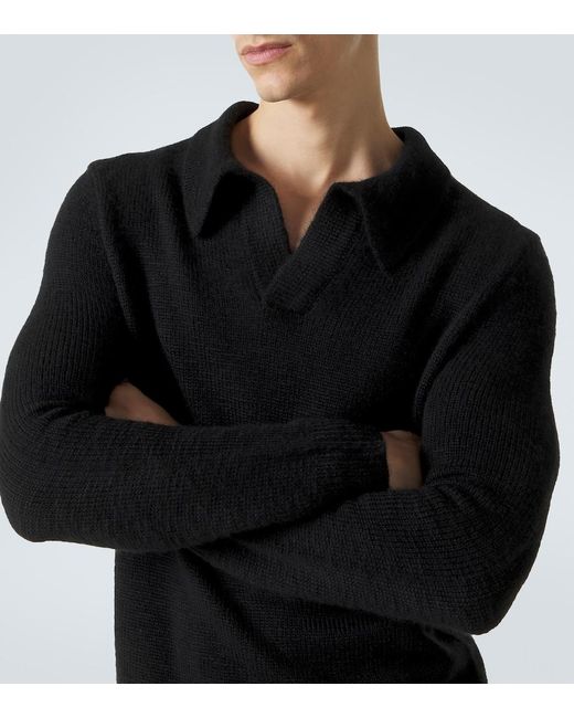 Gabriela Hearst Black Cashmere Polo Sweater for men