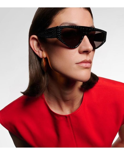 Alaïa Brown Lettering Logo Flat-Top Sunglasses