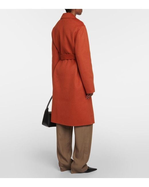 Joseph Red Cenda Wool And Cashmere Wrap Coat