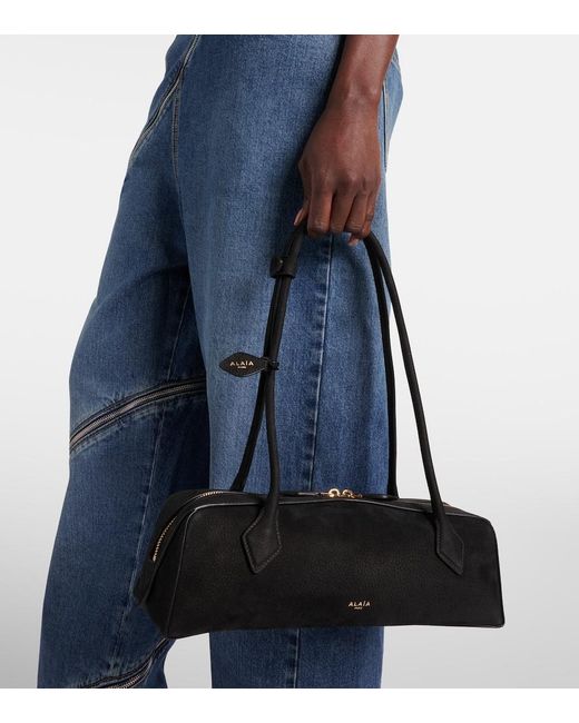 Alaïa Black Le Teckel Medium Suede Shoulder Bag
