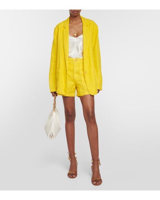 Velvet Yellow Fallon Linen Shorts
