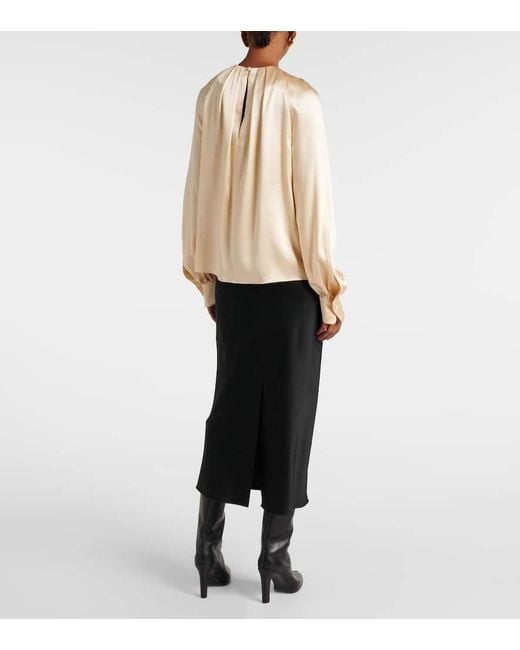 Max Mara Natural Bluse Elegante Key Aus Seidensatin