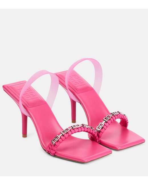 Givenchy Pink G Woven Embellished Leather Sandals
