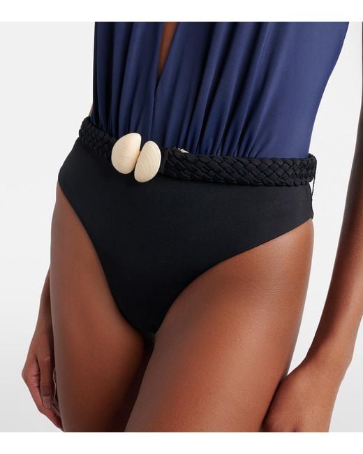 Johanna Ortiz Blue Halterneck Swimsuit